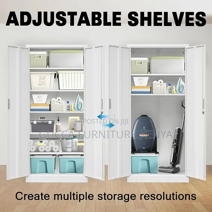 Cabinets: 2 Lockable Steel Door Home Storage Cabinet