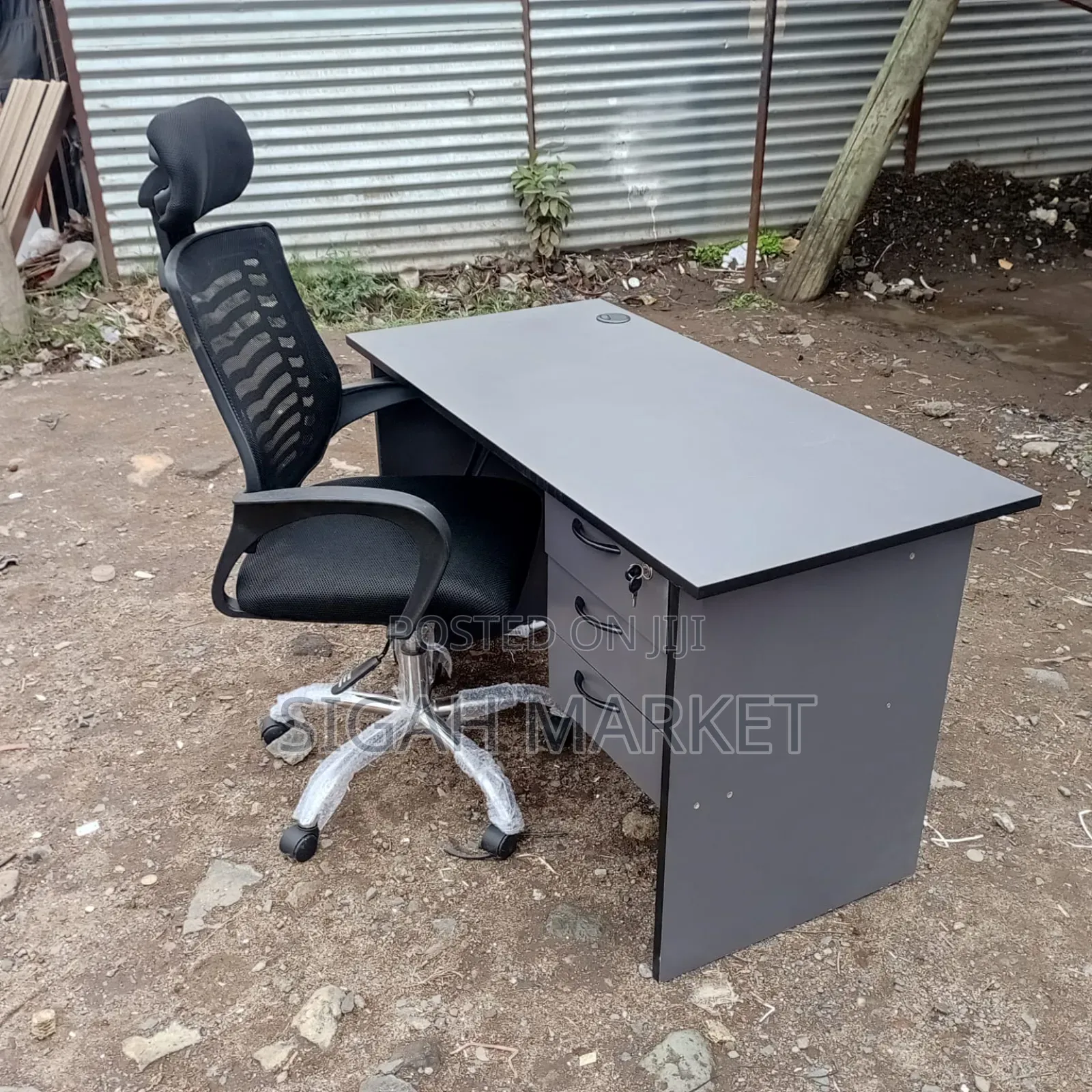 Office Desk and Headrest Chair