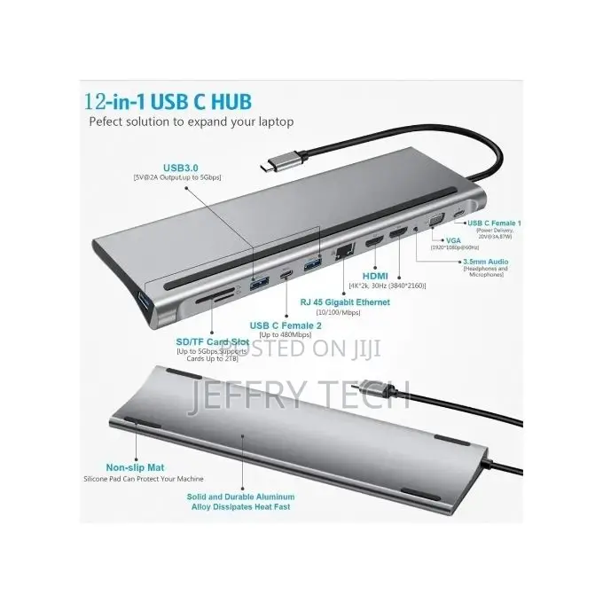 USB Type-C to HDTV Multifunction Adapter 12 in 1 Hub