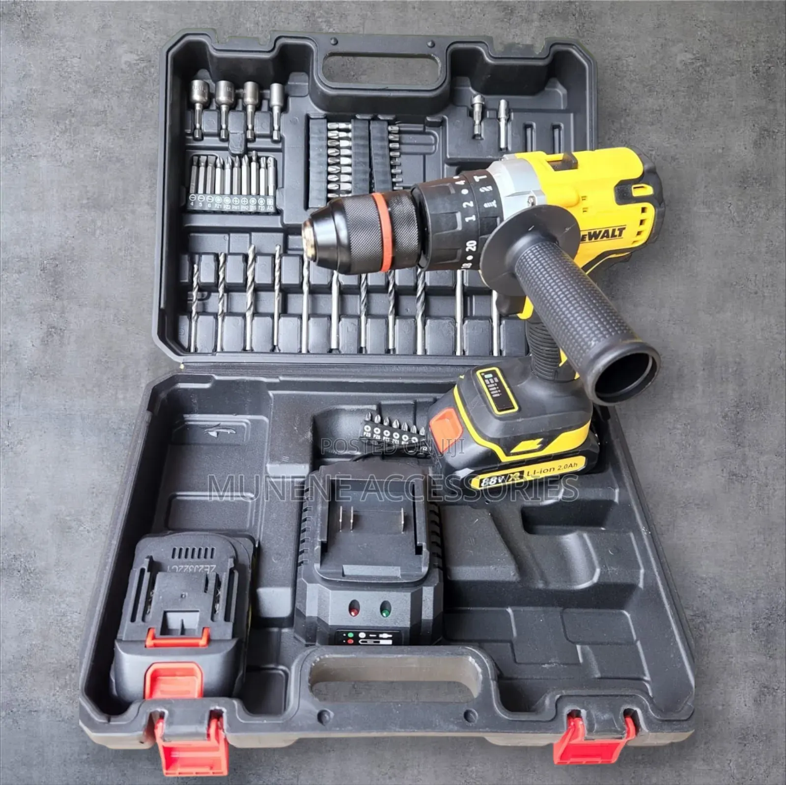 Dewalt 88v Rechargeable Hammer Drill Toolbox and Drill Bits