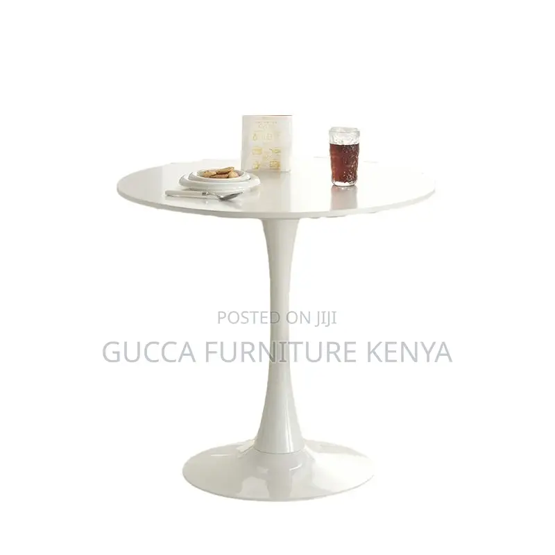 Dining Tables: Round Wood Dining Table With Iron Tulip Base