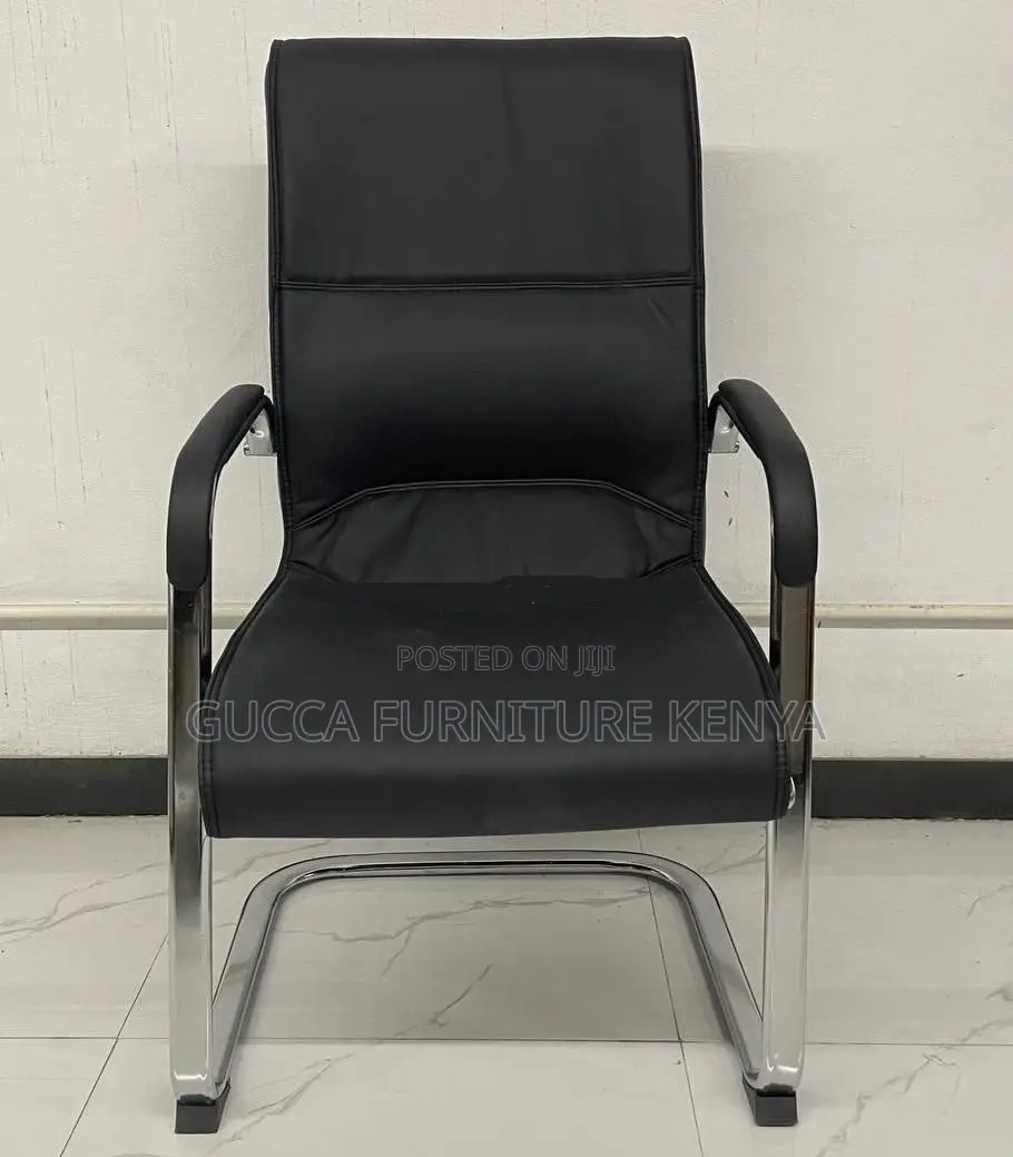 Office Chairs: High Back Leather Fixed Chair With Armrest