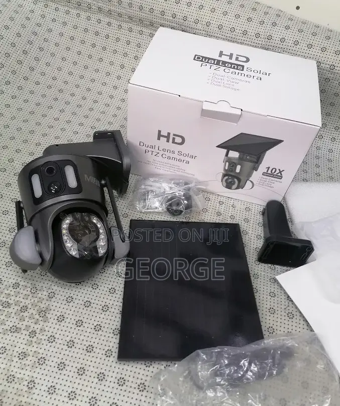 UBOX Outdoor 4G Solar Simcard {PTZ }Camera Dual Lens Black