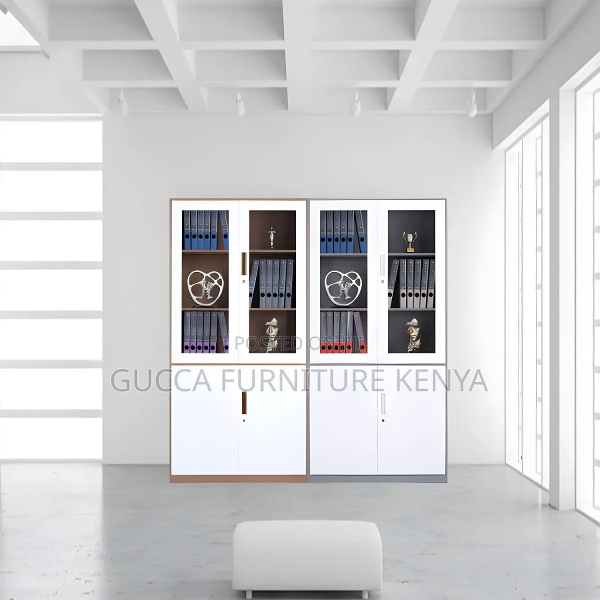 Cabinets:2-Door Metal Filing Cabinet With Storage Shelves