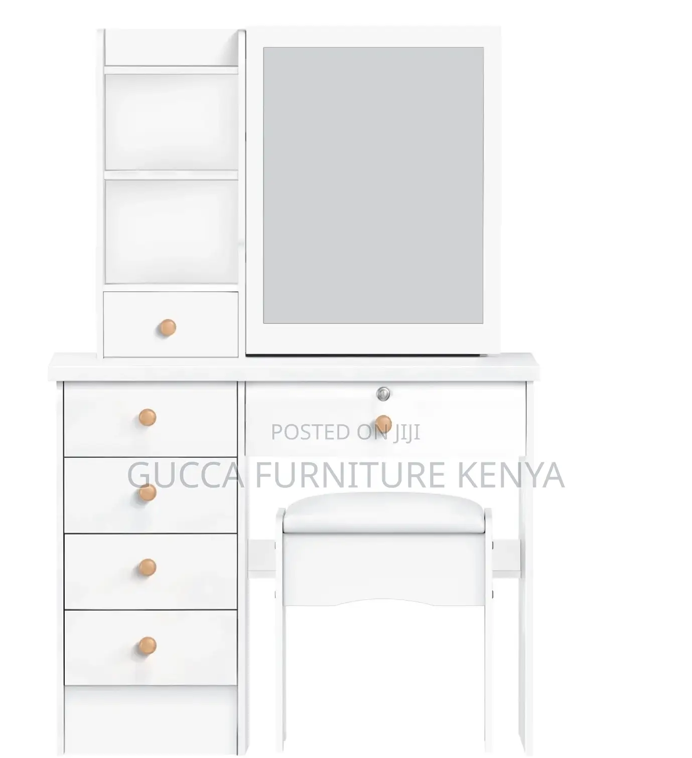 Dressers: Modern Wood White Dressing Table Set for Bedroom