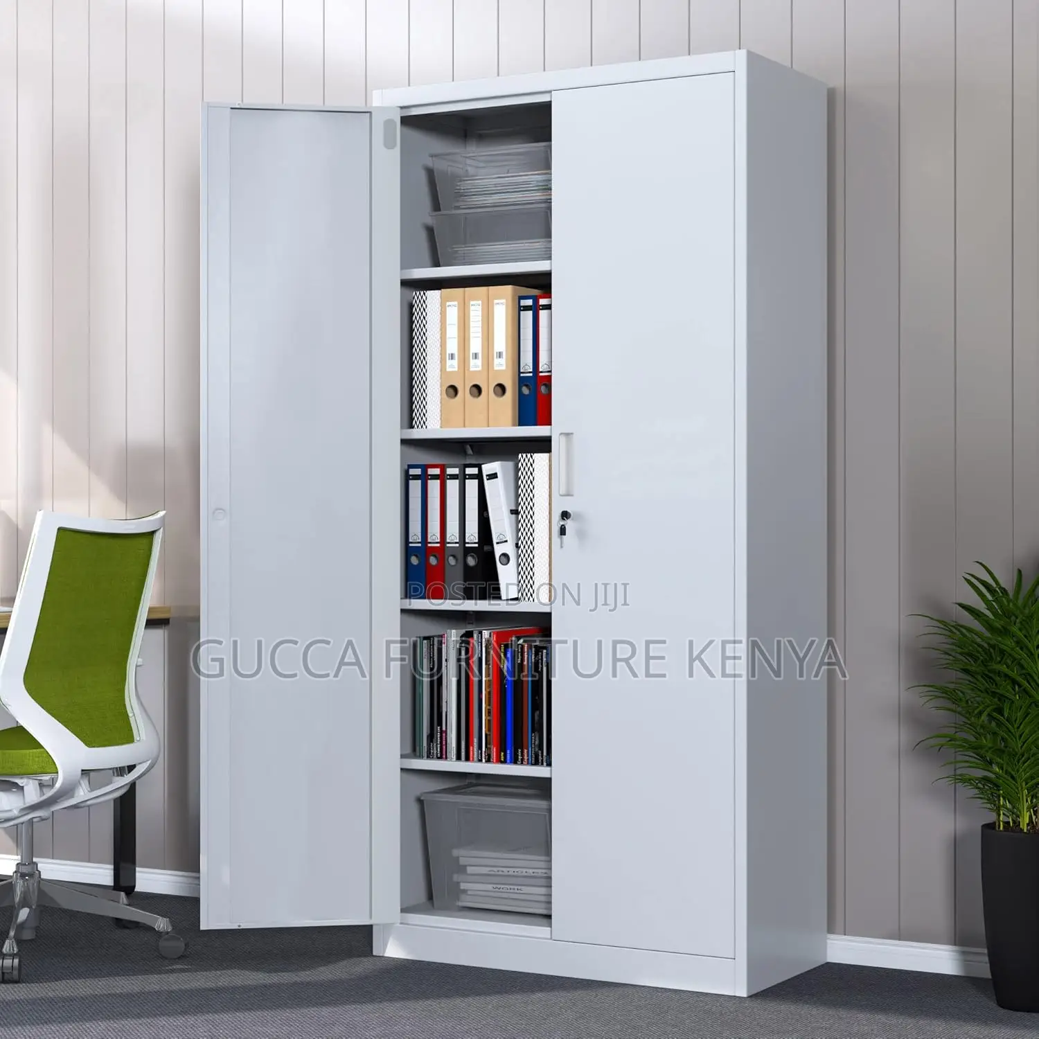Cabinets: Rectangle 2-Door Locking Metal Cabinet for Office