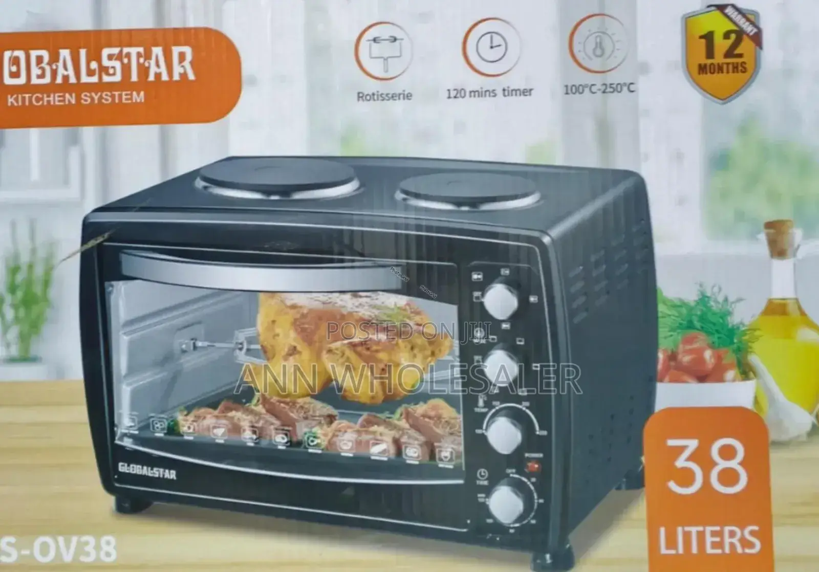 38 Litres Globalstar Oven With Rotisserie-Double Hot Plate