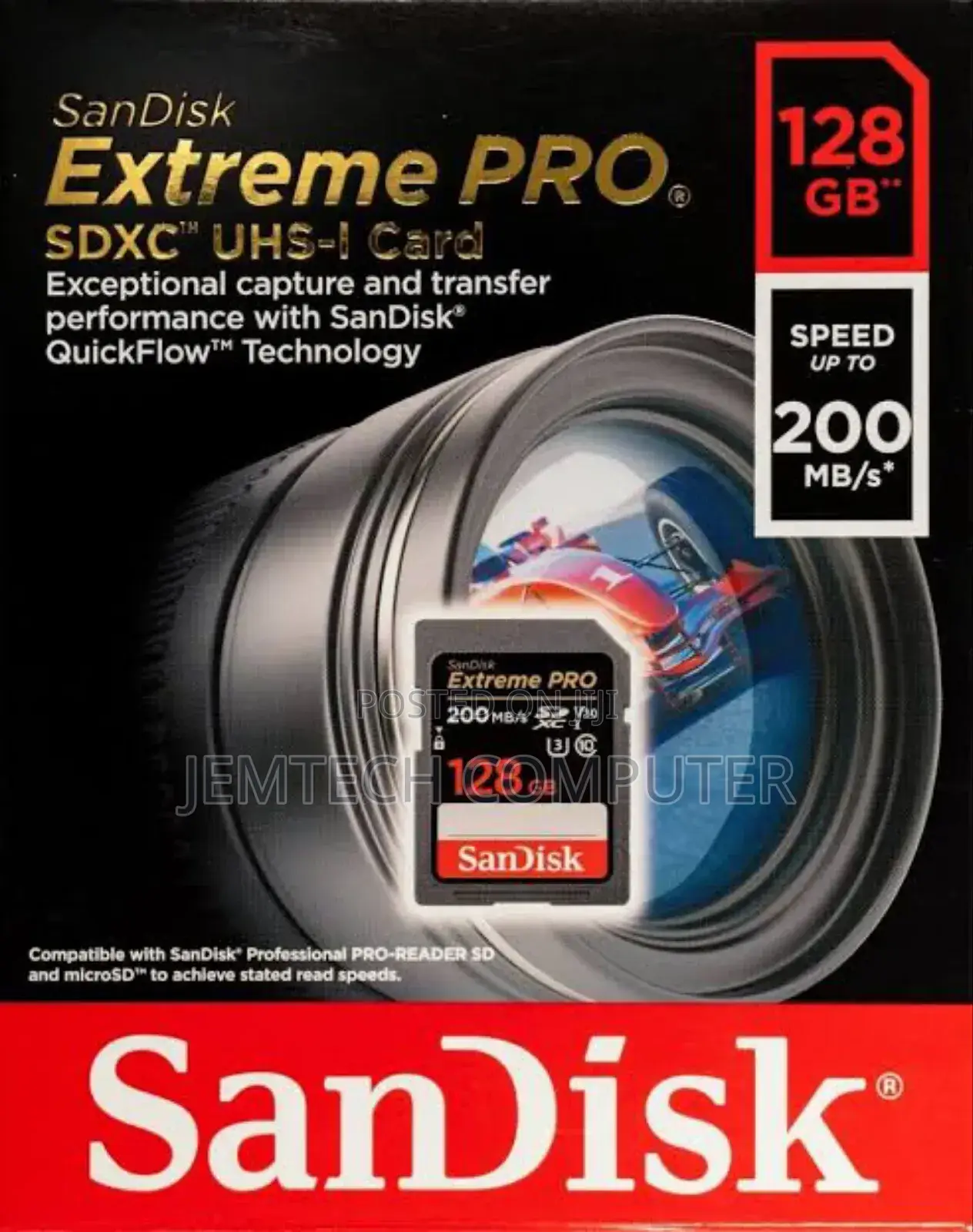 Sandisk Extreme Pro Card Up to 200mb/S - 128gb for Camera