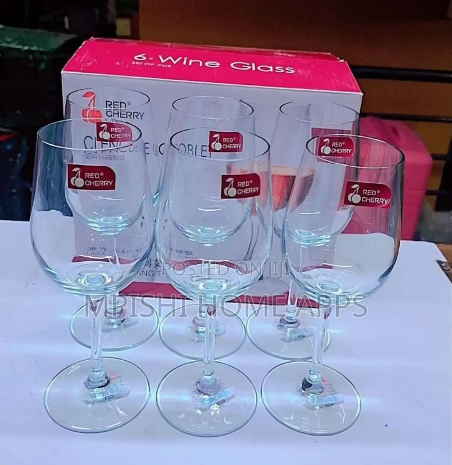 6pcs Red Cherry Wine Glasses.