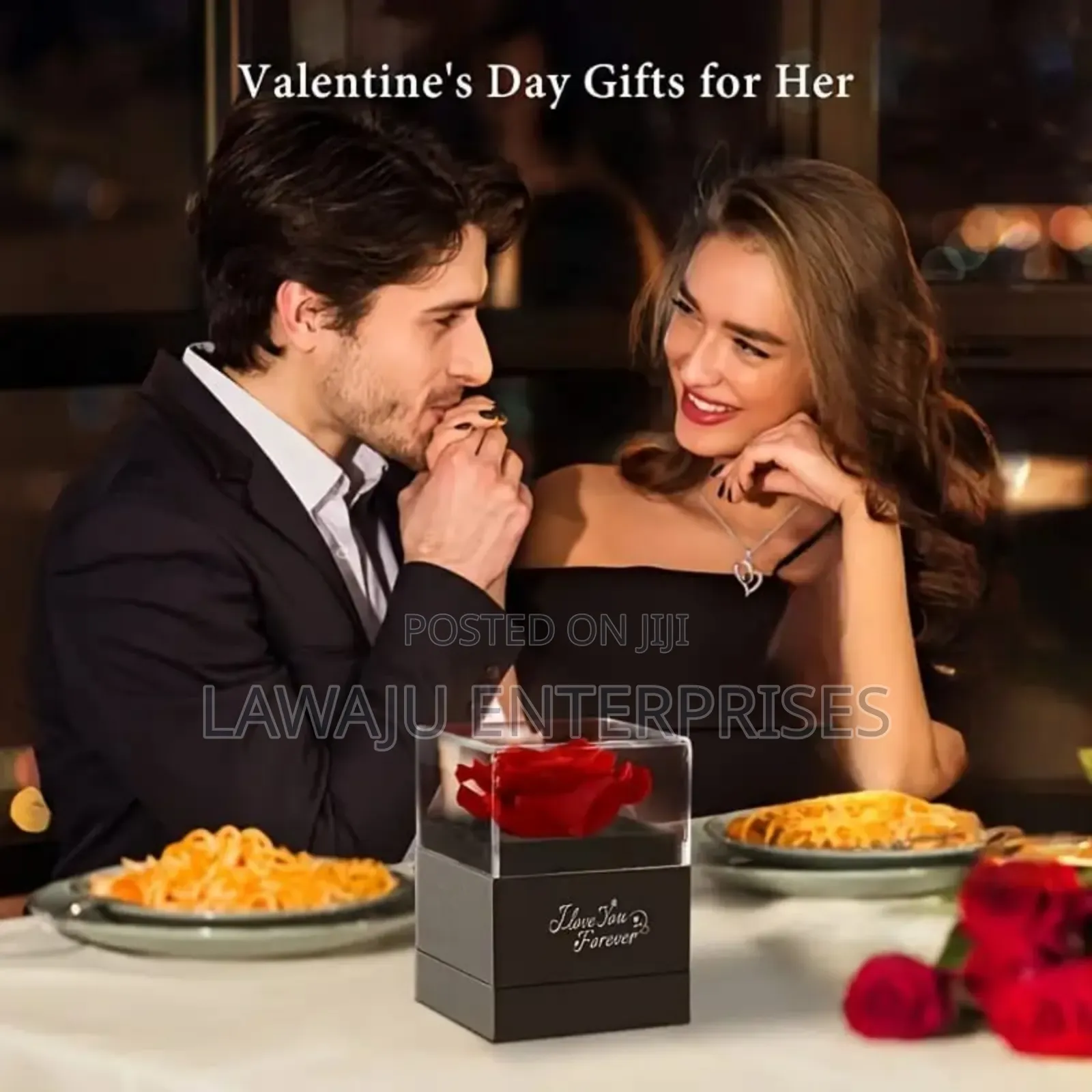 Heart Shaped Red Rose Necklace With Gift Box