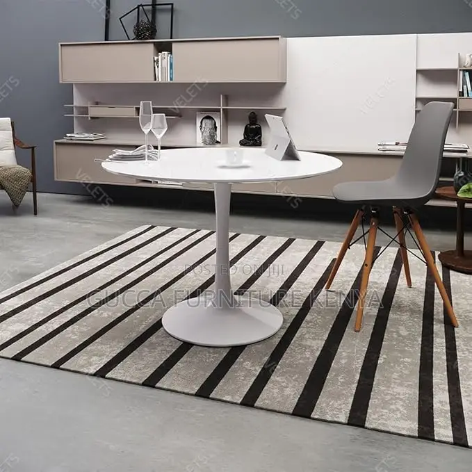 Dining Tables:Round White Marble Modernist Tulip Table