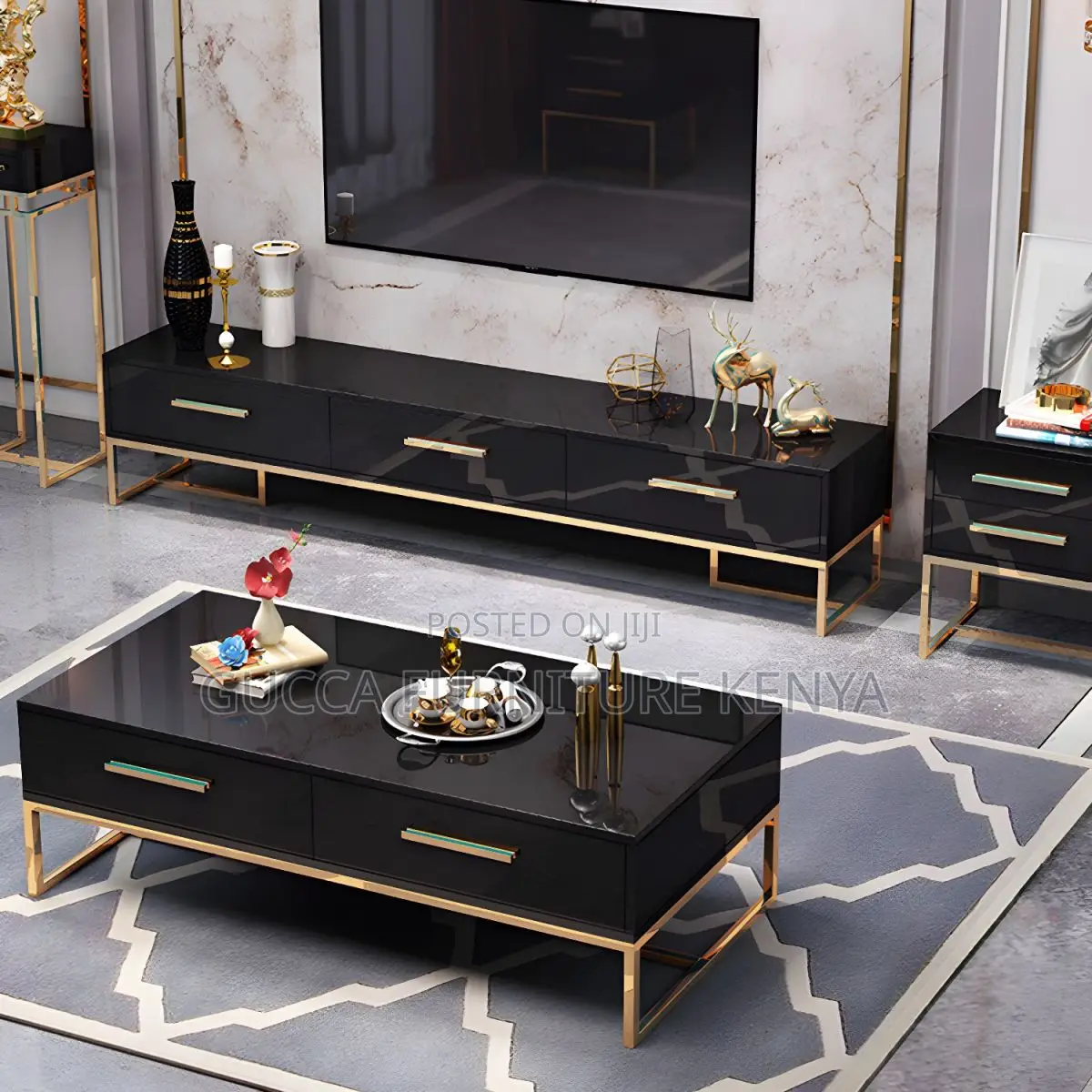Coffee Tables: Modern Console Glass Home Office Coffee Table