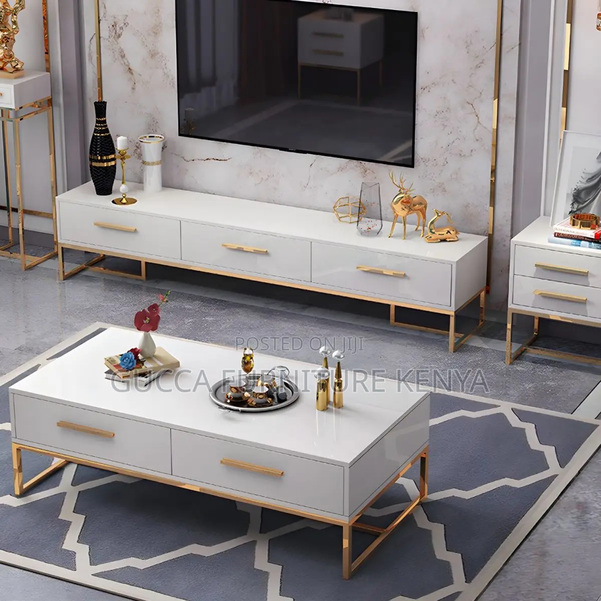 Coffee Tables: Modern Console Glass Home Office Coffee Table
