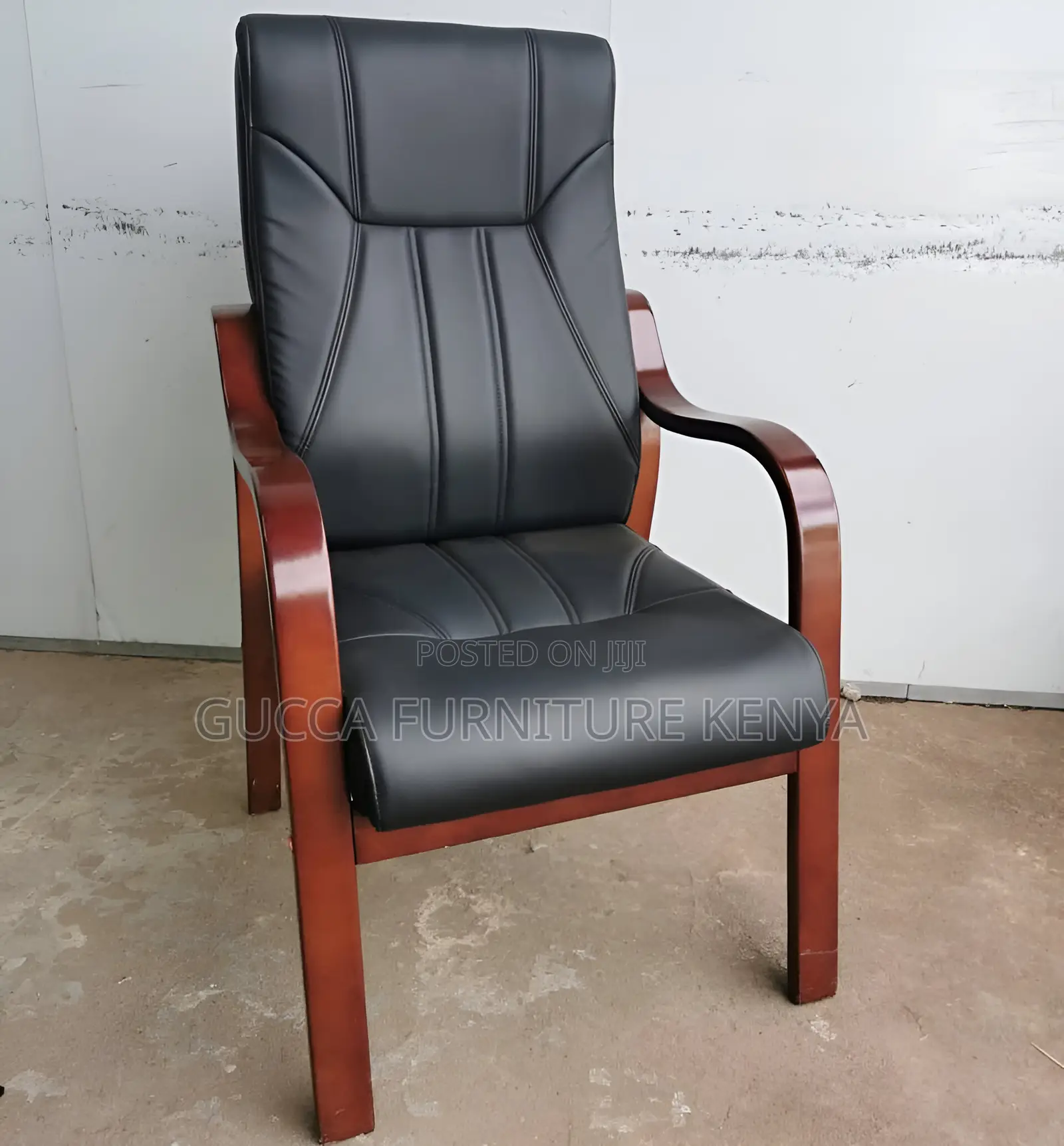 Office Chairs: Executive Strong Wooden Arms Leather Seat