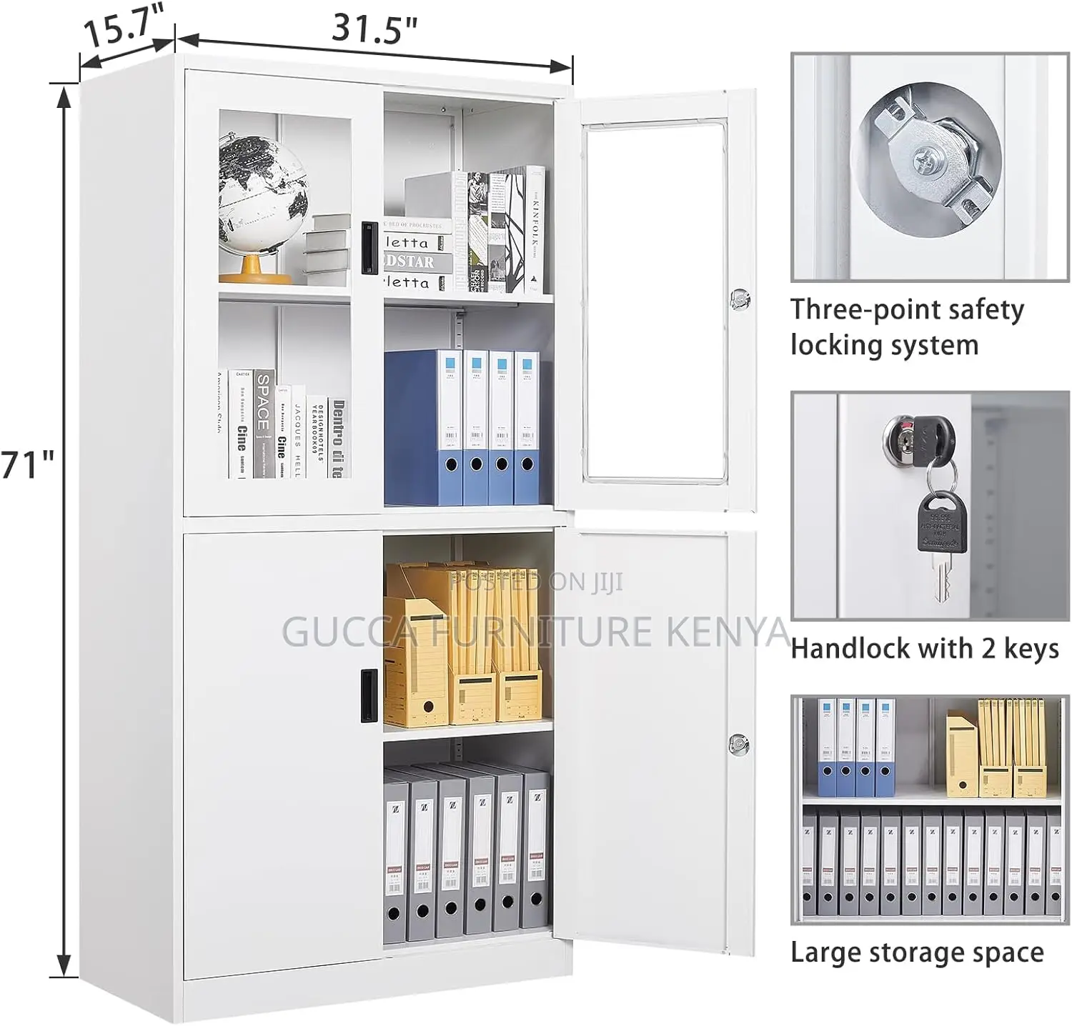 Cabinets: Lockable Display Cabinet With 2-Half Glass Door