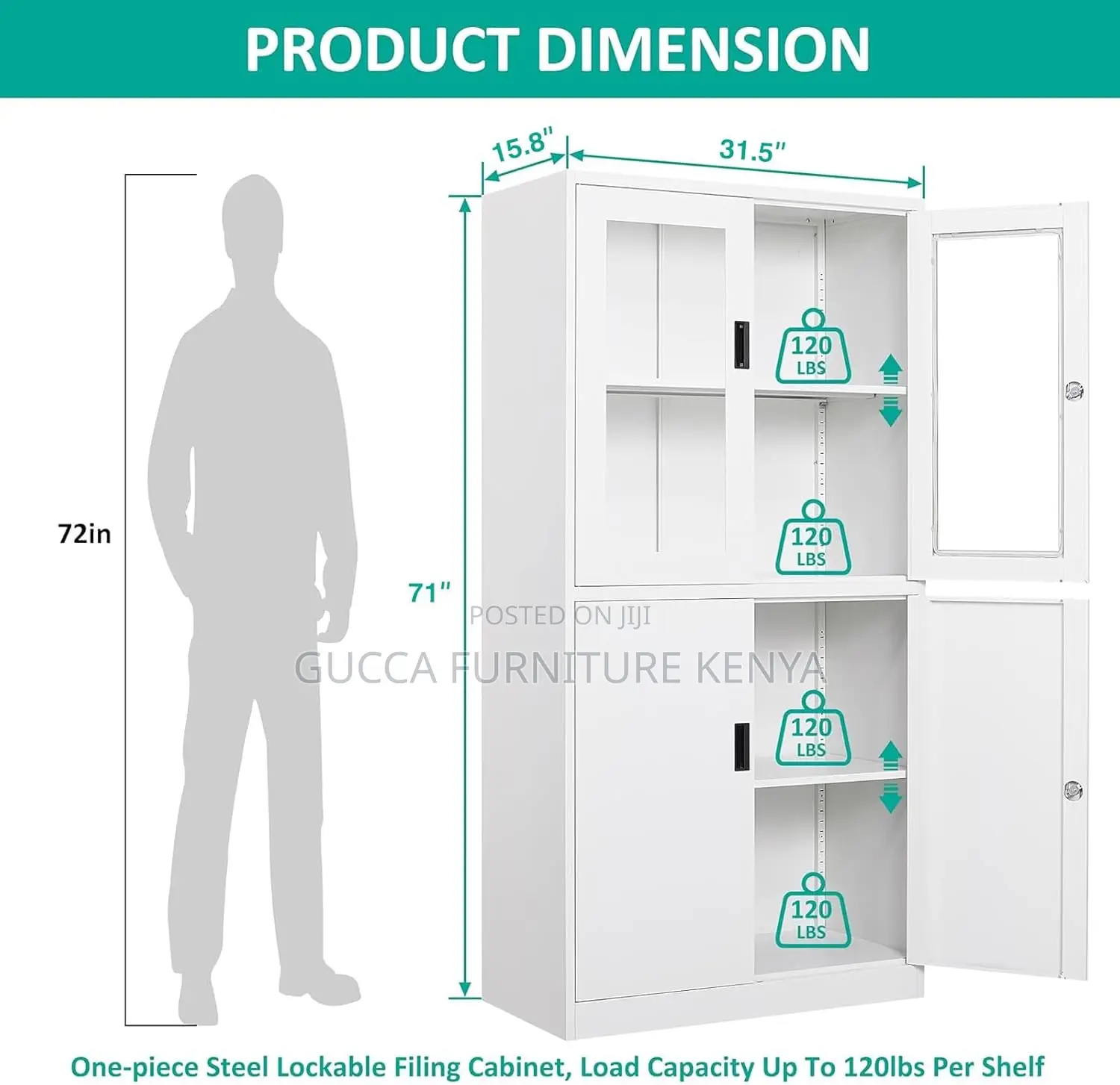 Cabinets: Lockable Display Cabinet With 2-Half Glass Door