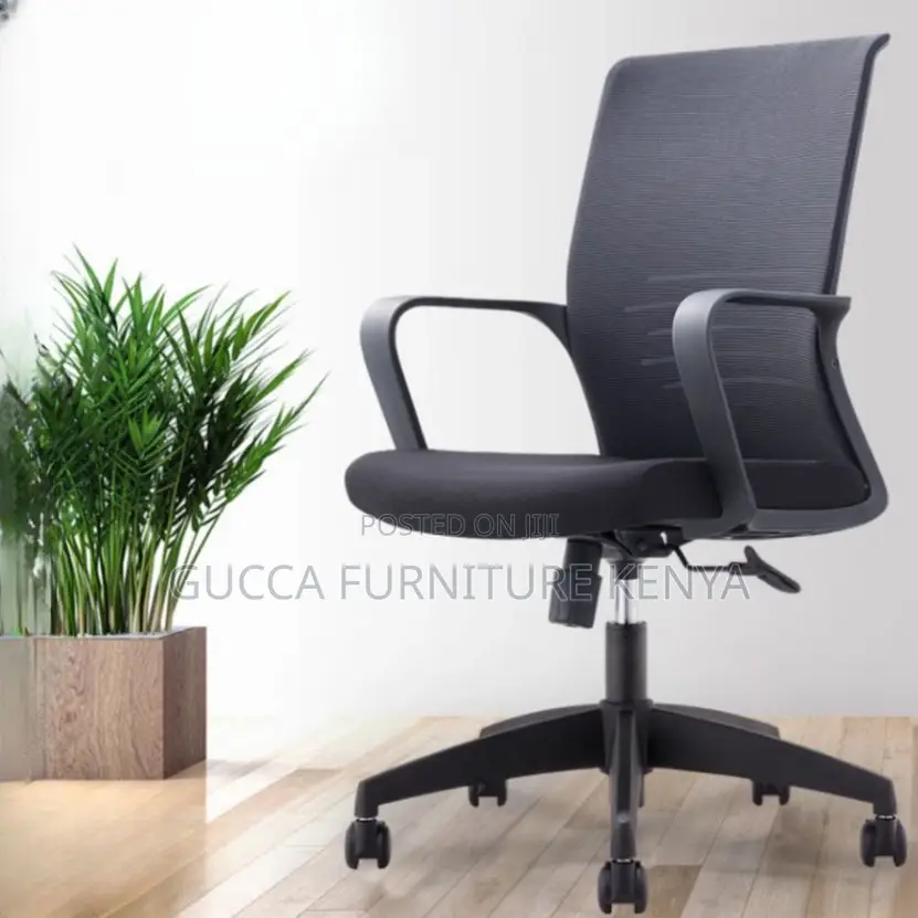 Office Chairs:Mid Back Mesh Contoured Waterfall Strong Seat