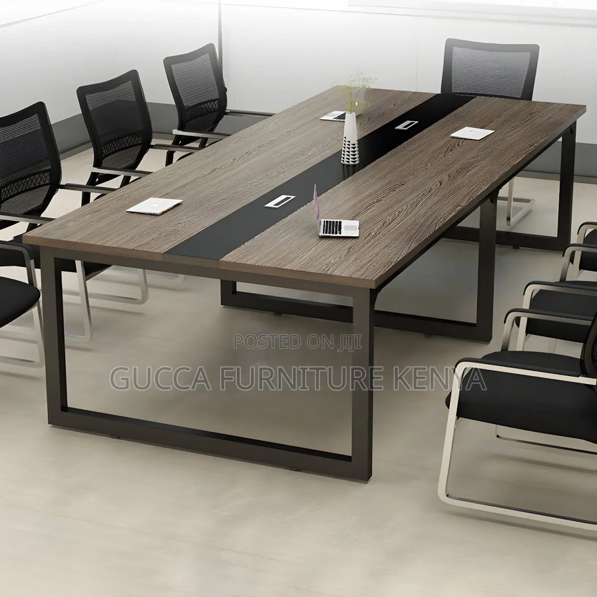 Boardroom Tables: 2400mm Rustic Brown Wood Conference Table