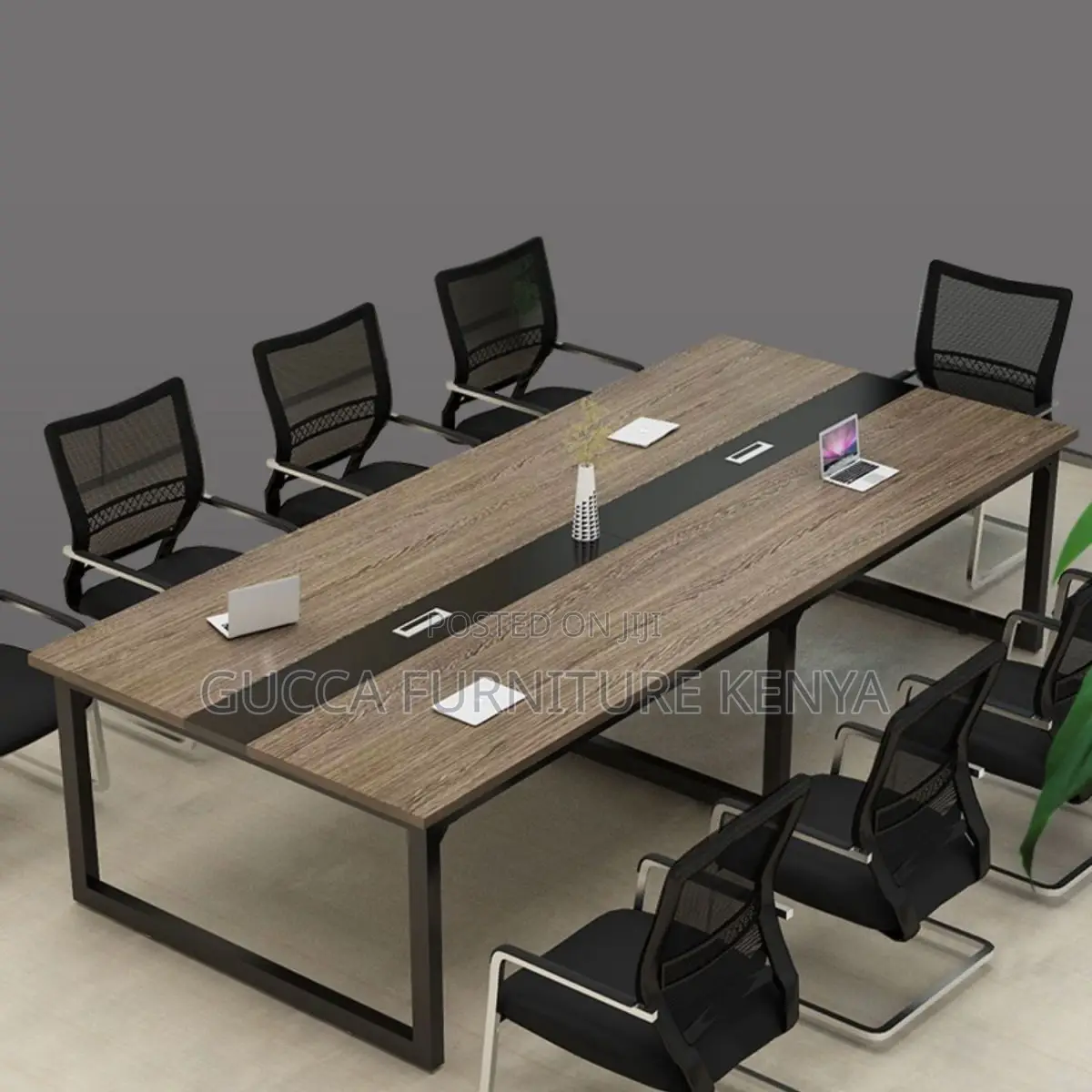 Boardroom Tables: 2400mm Rustic Brown Wood Conference Table