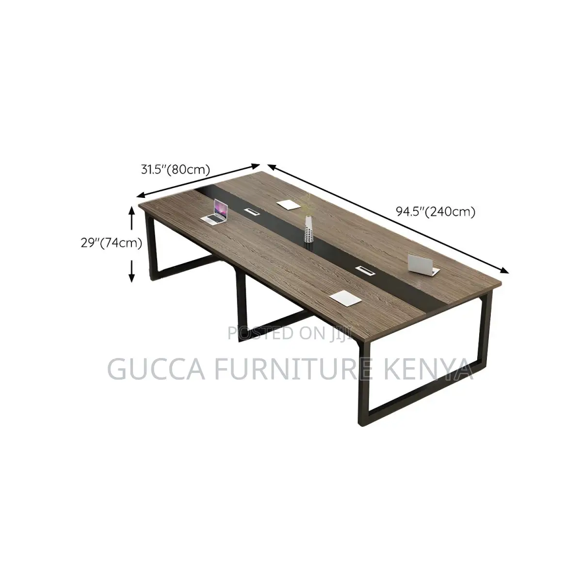 Boardroom Tables: 2400mm Rustic Brown Wood Conference Table