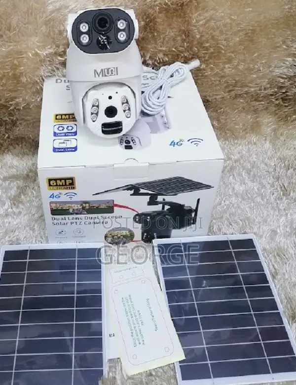 Secured 6mp Ip66 Dual Screen Solar Panel CCTV Camera