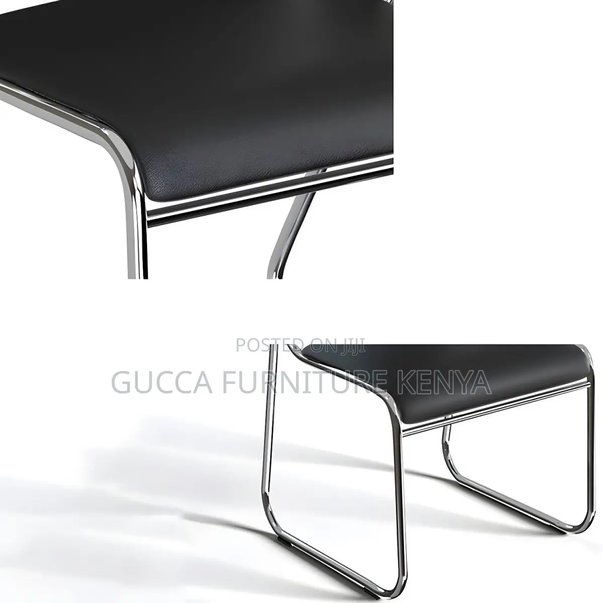 Office Chairs: Armless Leather Chrome Simple Office Seat