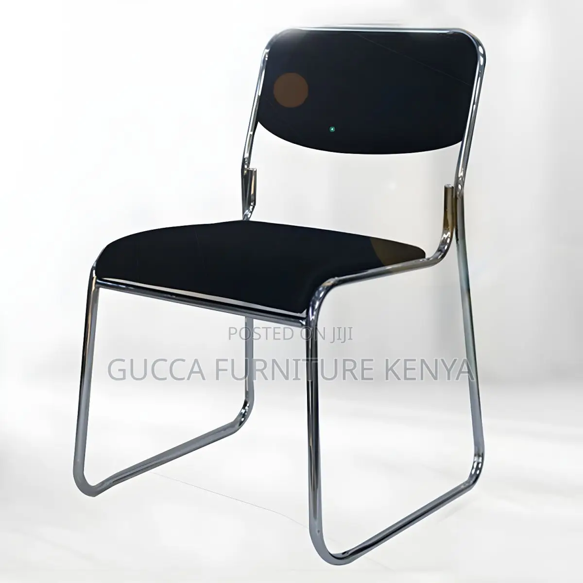 Office Chairs: Armless Leather Chrome Simple Office Seat