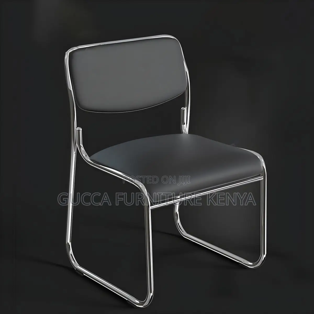 Office Chairs: Armless Leather Chrome Simple Office Seat