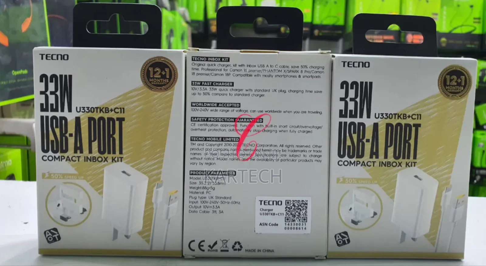 Tecno TCW-U330TKB+C11 33W Compact Charger