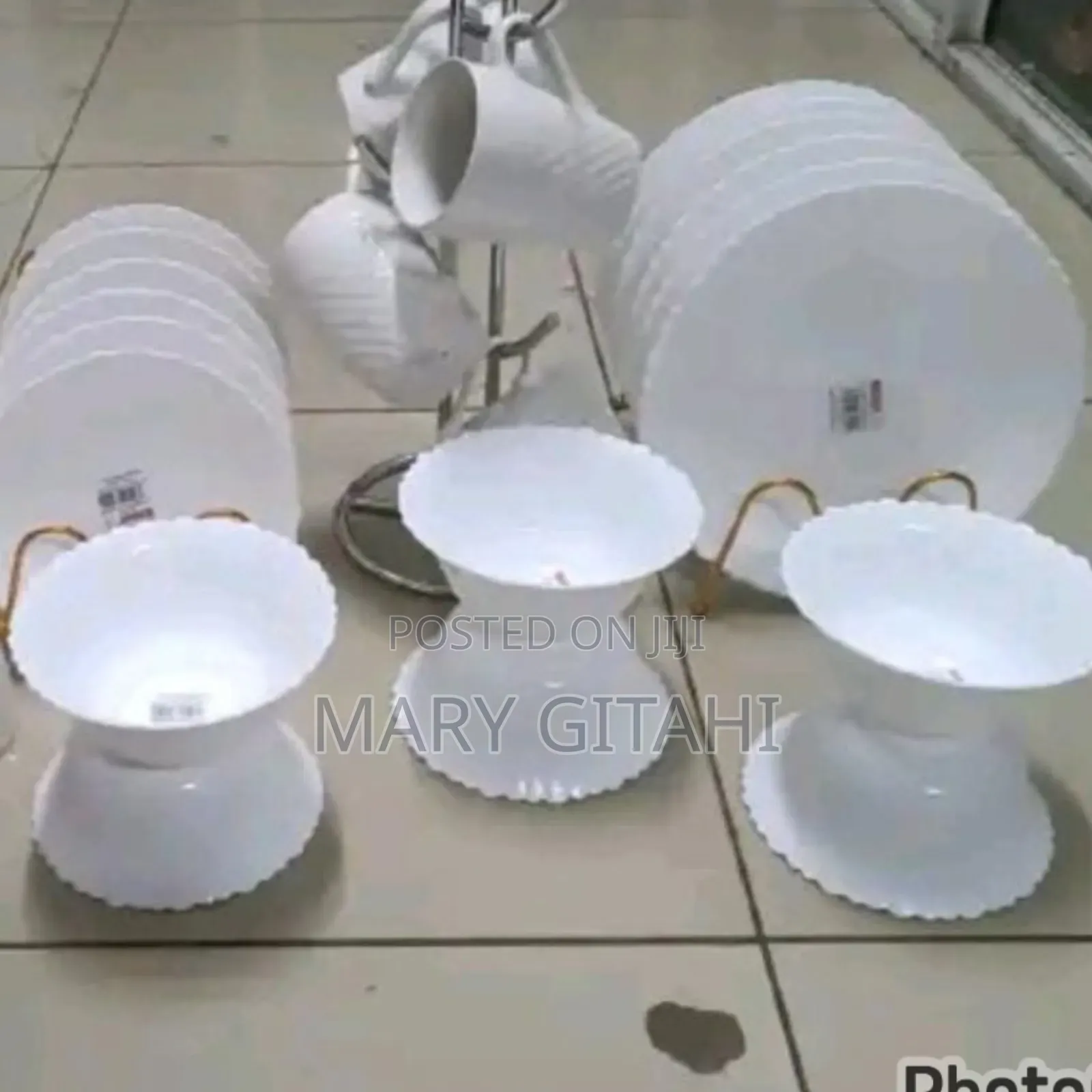 In White 24 PCS Ceramic Dinner Set at 