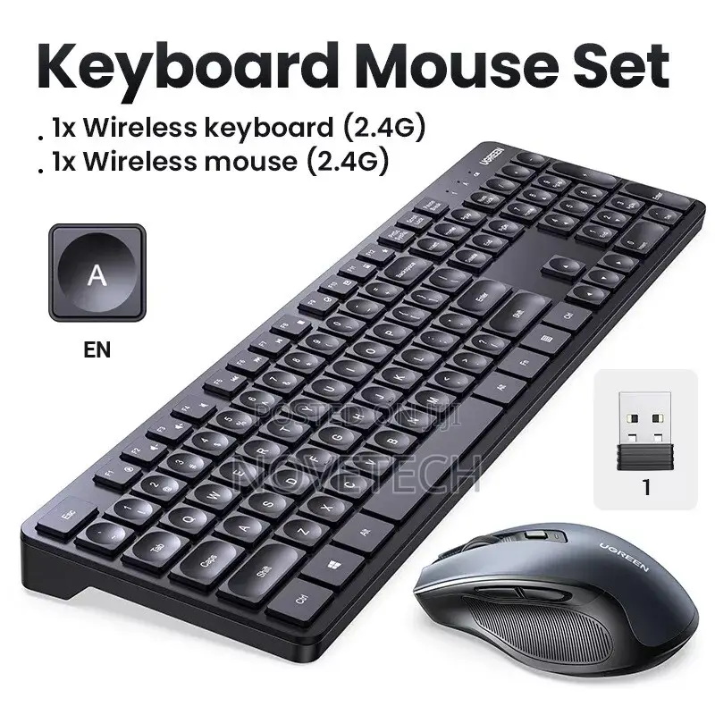 Ergonomic Mouse Wireless Keyboard Combo UGREEN MK006 (Black)
