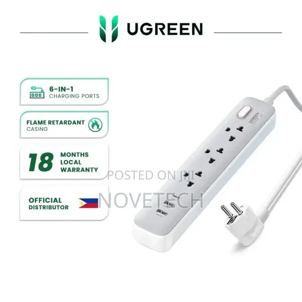 UGREEN 30W 3AC Power Strip With Master Switch 2A1C Extension