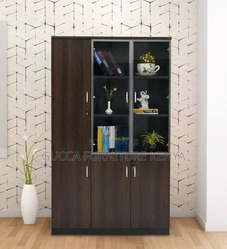 Cabinets: File Cabinet in Dark Brown Colour With 3 Doors