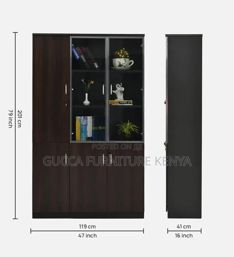Cabinets: File Cabinet in Dark Brown Colour With 3 Doors