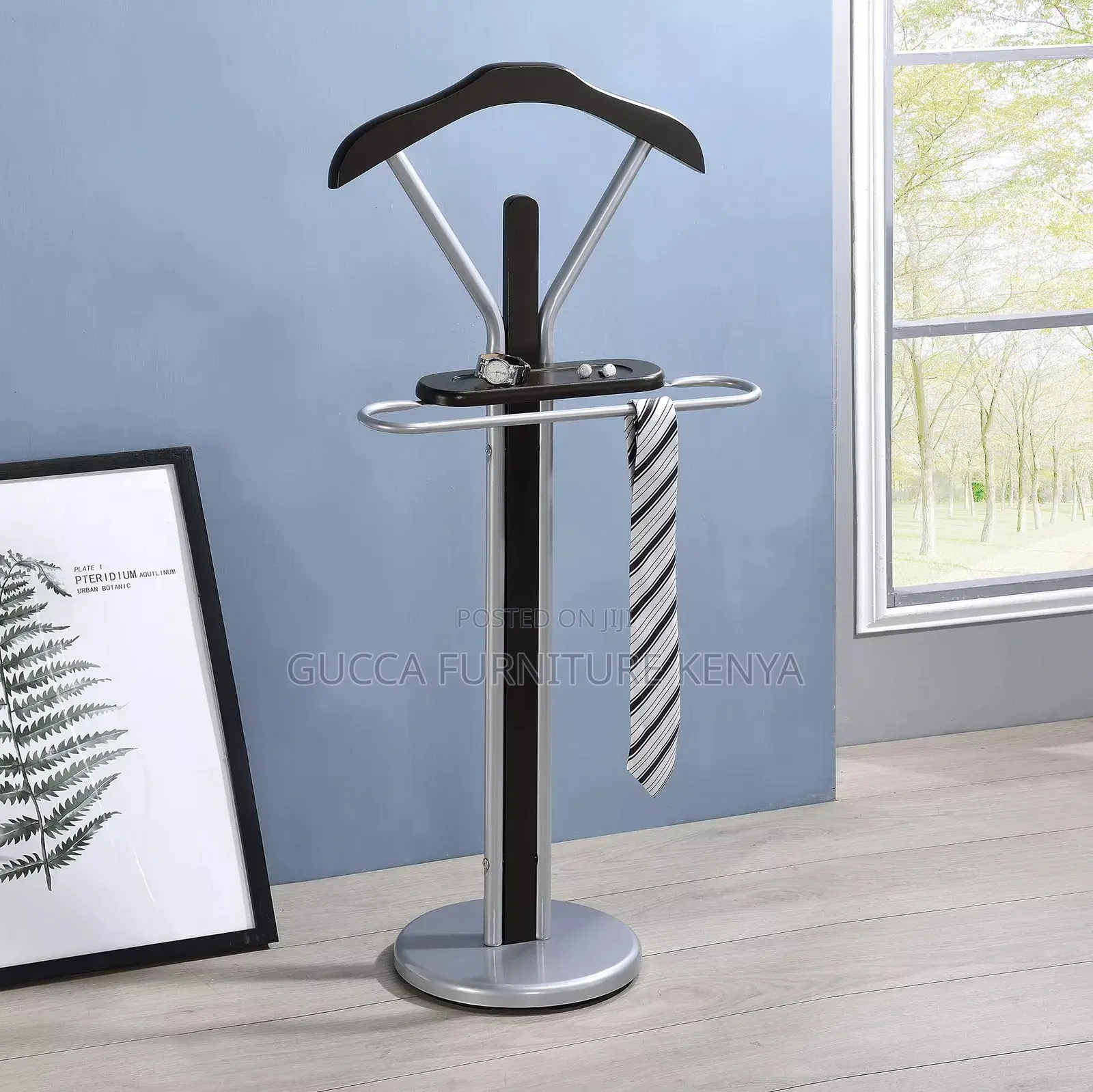 Hangers:Mahogany Office Suit Valet Rack Stand Organizer