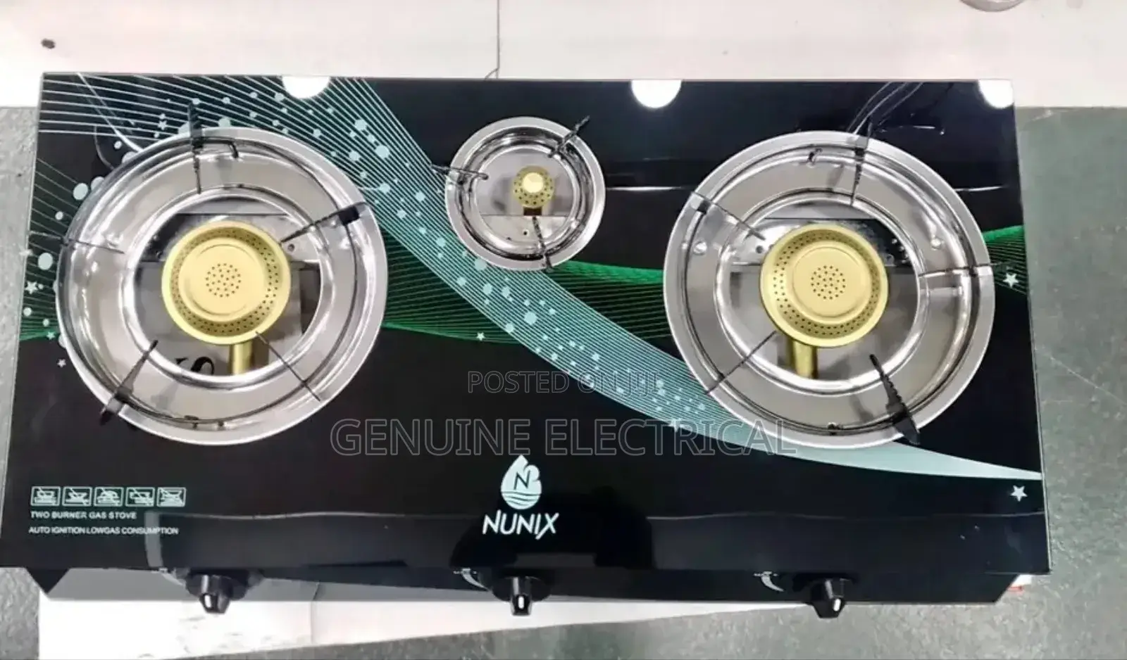 Nunix 3 Burner Glass Top Cooker