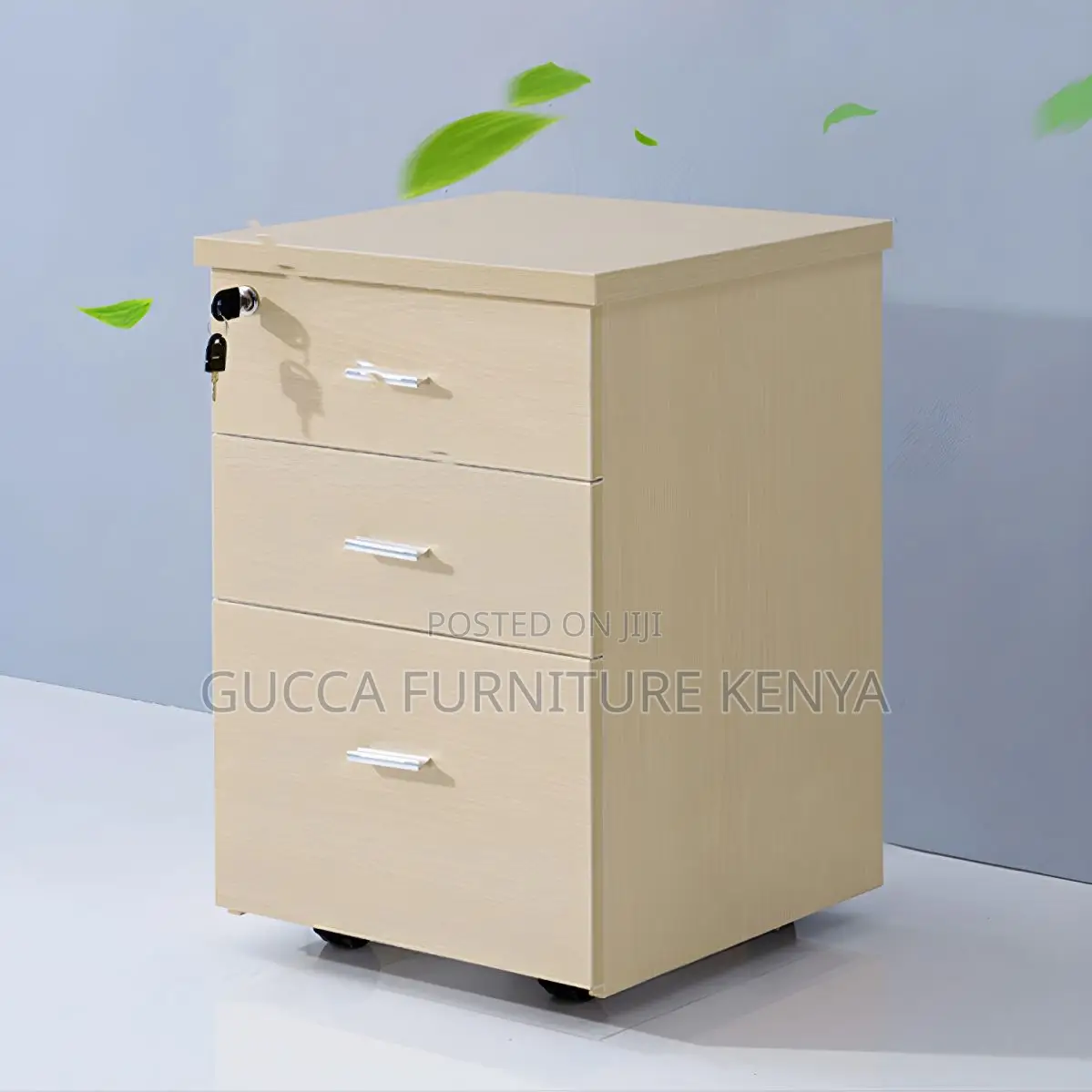 Cabinets: 3-Drawer Contemporary Wooden Pedestal Sideboard