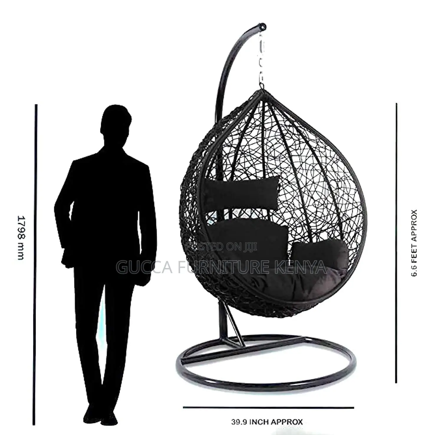 Home Chairs: Single Seater Swing Chair With Stand Cushion