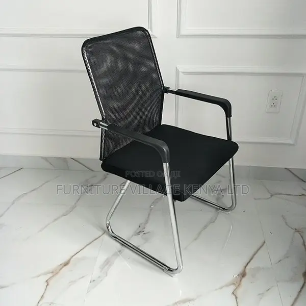 Guest Chairs; High-Back Mesh Office Visitor Seat in Black