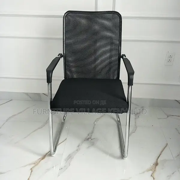 Guest Chairs; High-Back Mesh Office Visitor Seat in Black