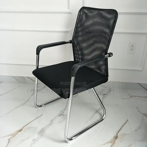 Guest Chairs; High-Back Mesh Office Visitor Seat in Black