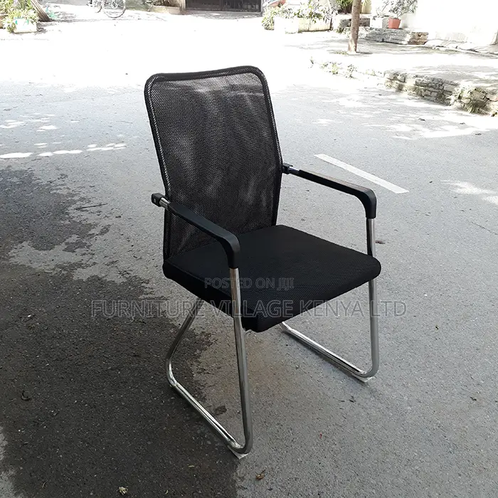 Guest Chairs; High-Back Mesh Office Visitor Seat in Black
