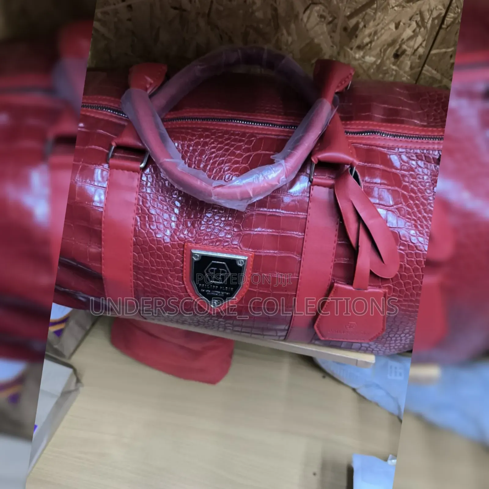 Maroon Leather Duffle Bag
