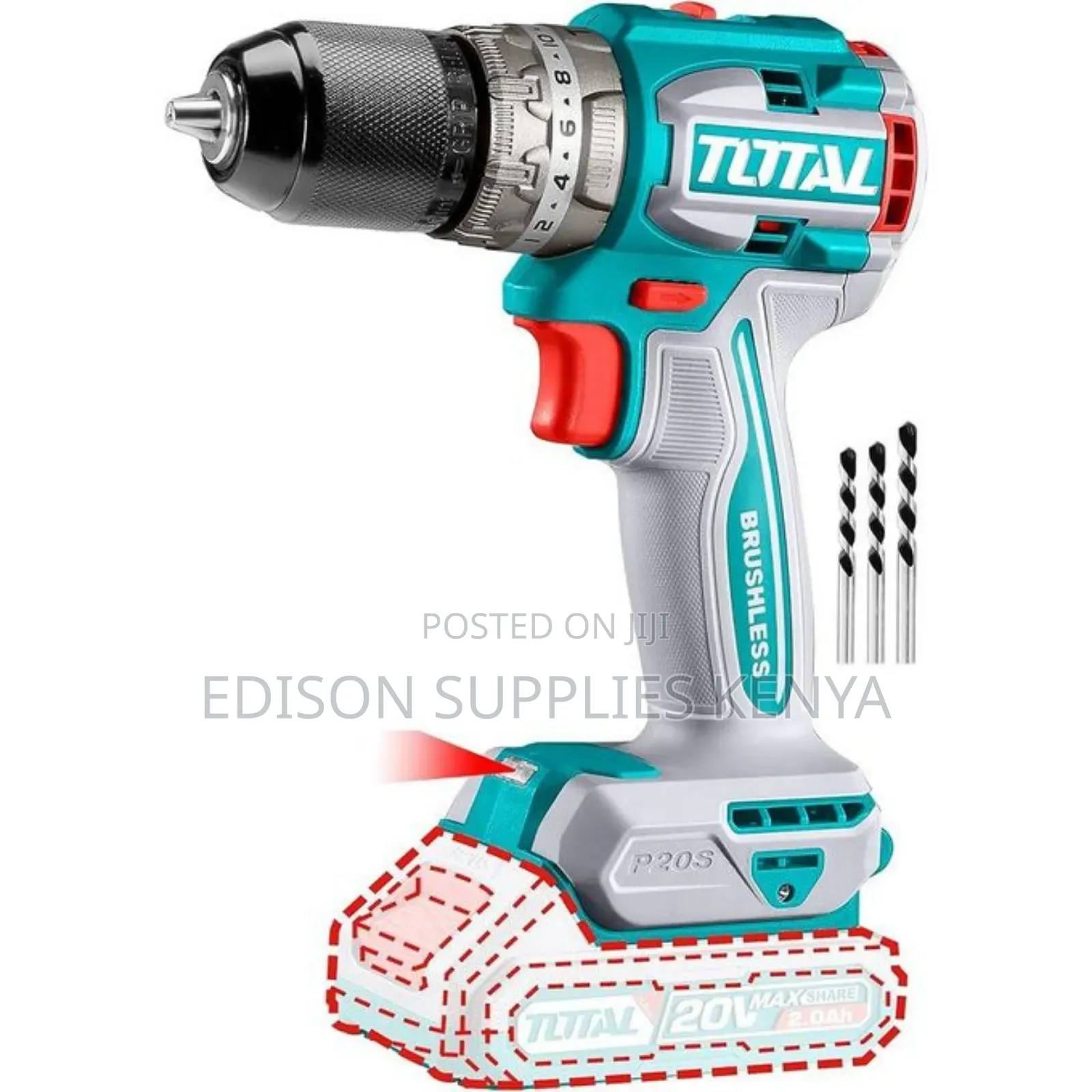 20v Cordless Drill Total Impact Drill 55n.M Battery, Charger