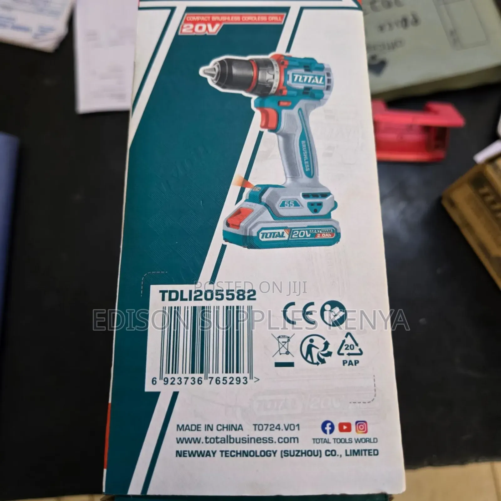 20v Cordless Drill Total Impact Drill 55n.M Battery, Charger