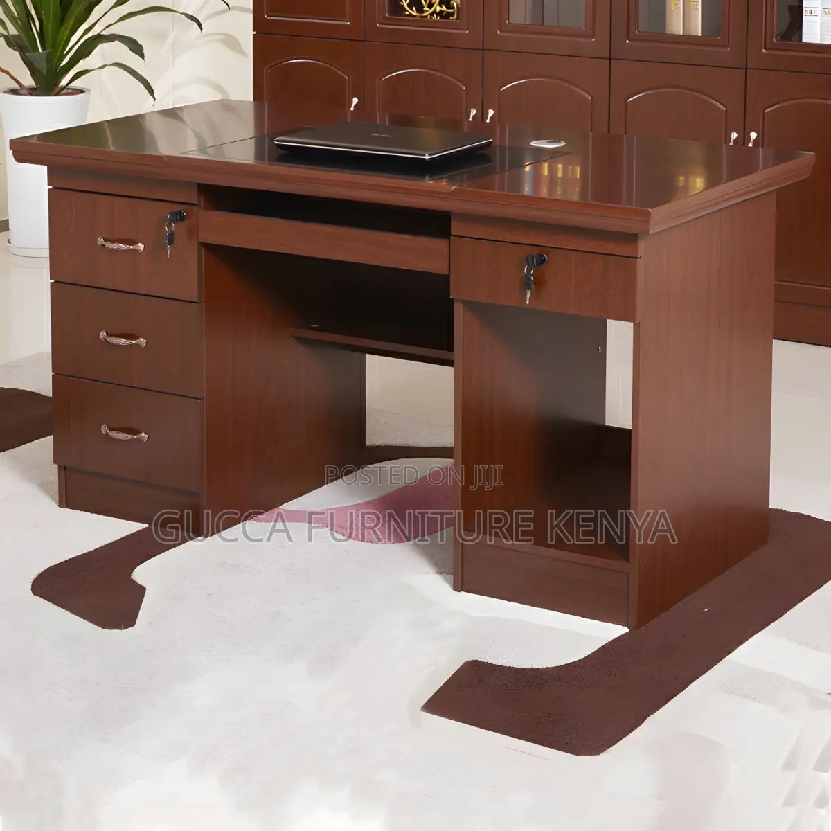 Office Tables:120cm Executive Heritage Brown Office Desk