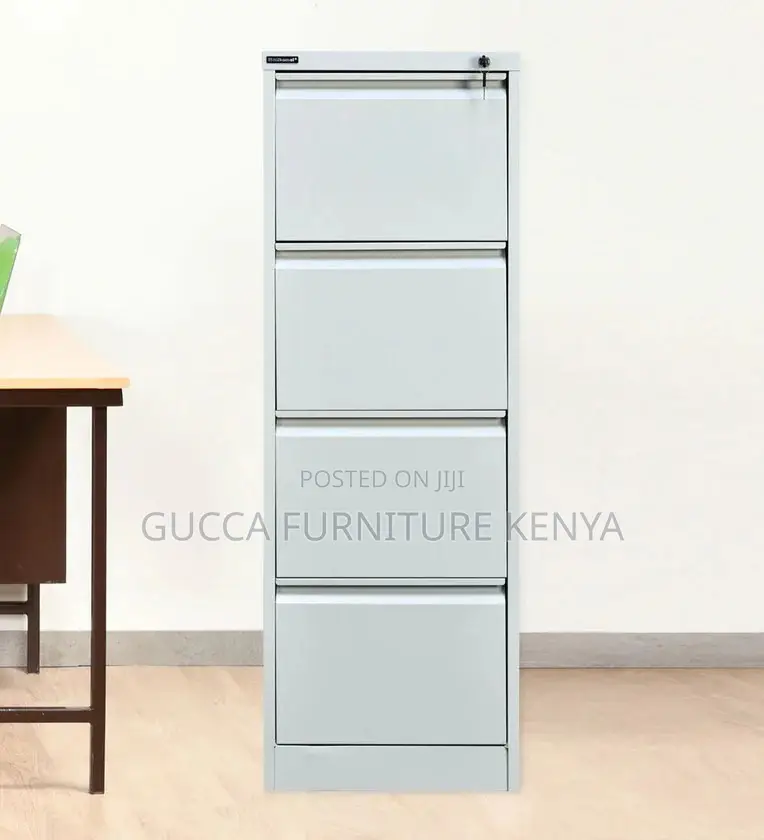 Cabinets:4-Drawer Metal Office File Cabinet in Grey Finish