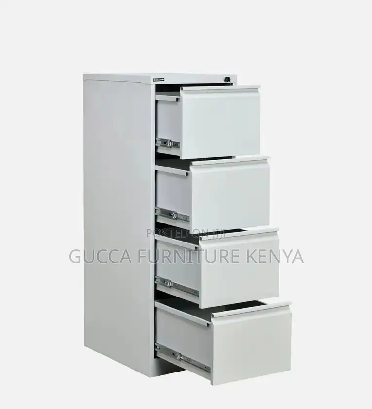 Cabinets:4-Drawer Metal Office File Cabinet in Grey Finish