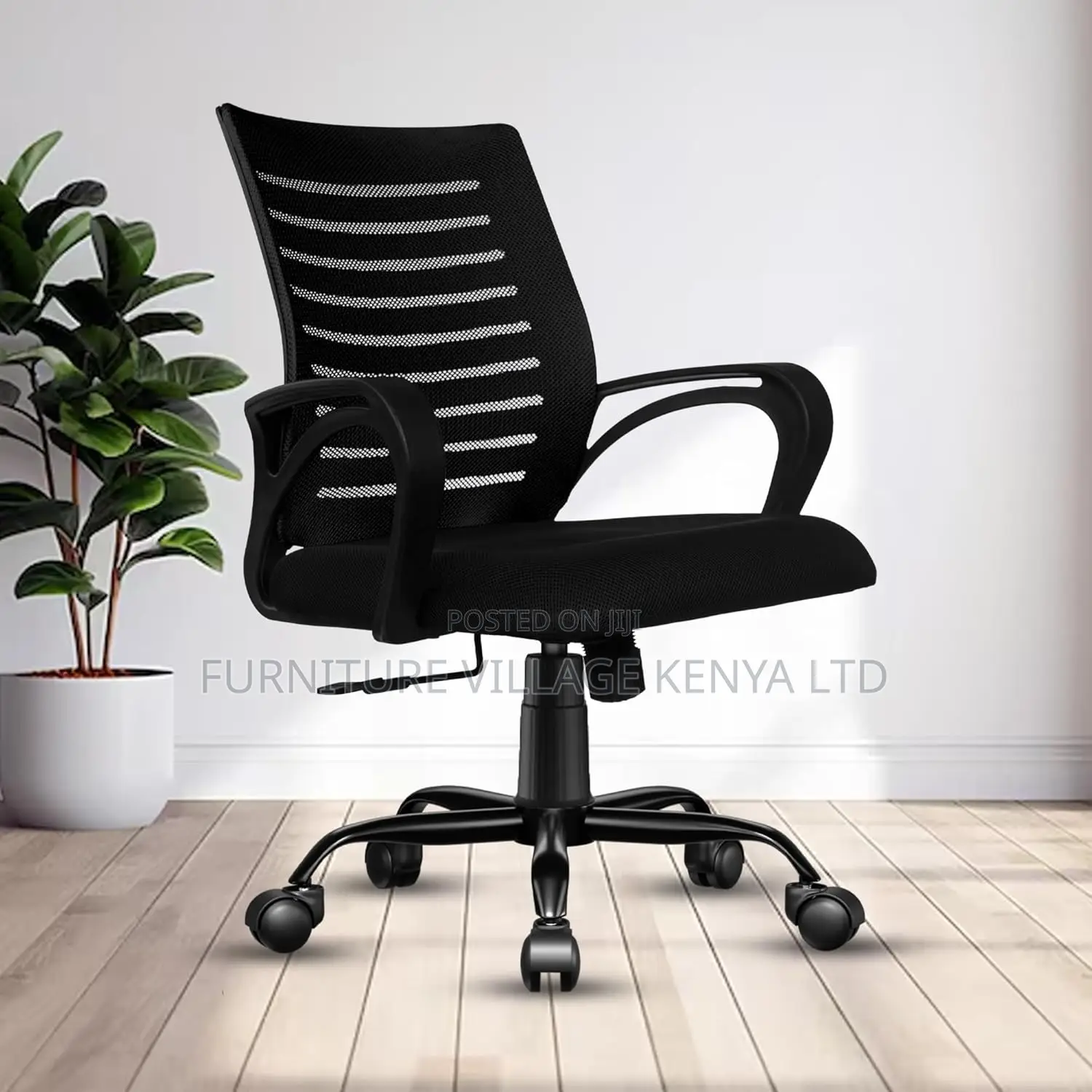 Office Chair: Mid-Back Swivel Black Computer Chair