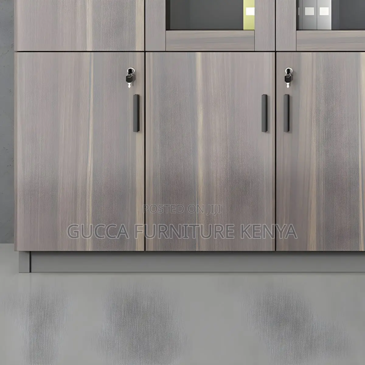 Cabinets:3-Door Industrial-Style Wooden Filing Cabinet